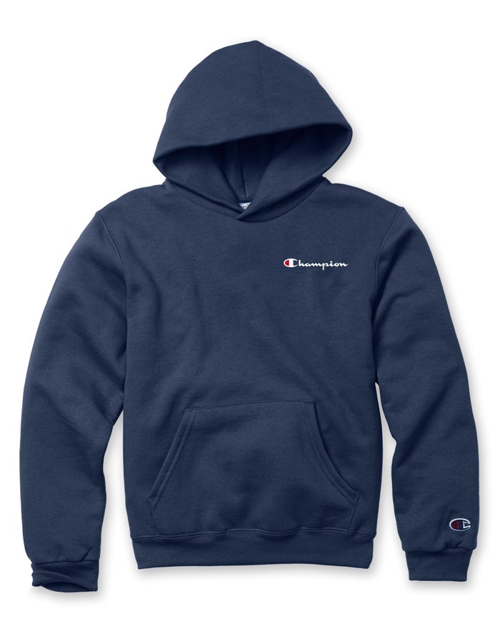 Champion Hoodie Jongens - Donkerblauw - Double Dry Script Logo ( 263917-WYZ )